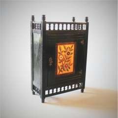 Aesthetic Ebonised wall cabinet with coloured front panel