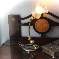 W.A.S Benson arts crafts brass table lamp & shade
