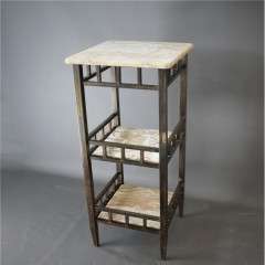 Classic Onyx Marble brass framed three tiered side table