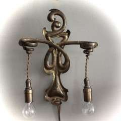 Arts and Crafts copper twin armed wall light