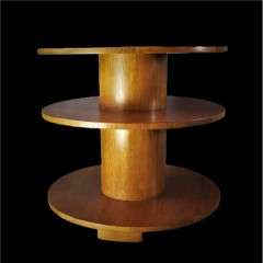 Art Deco three tier Drum table in oak