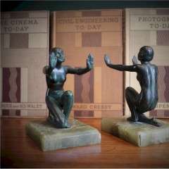 Art Deco pair of kneeling female bookends