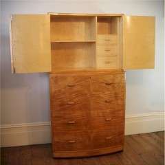 Art Deco blonde wood tallboy