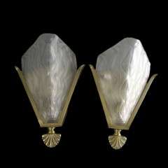 Pair of Art Deco Wall lights by Degue.