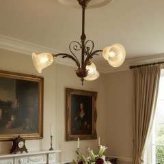 Arts and crafts three branch ceiling light