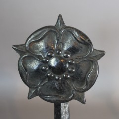 Arts and Crafts pair of iron fire dogs