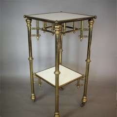 Quality French brass & vitrolite table c1900