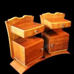 Art Deco walnut bedside cabinets