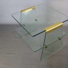 Quality 1970's glass and brass side table