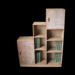 Heals modernist limed oak stepped bookcase