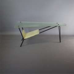 French glass coffee / end table designed by Robert Mathieu