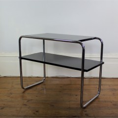 Modernist chrome and black lacquered two tier table