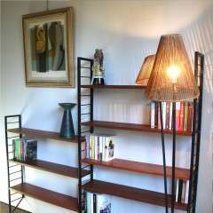 Ladderax teak shelving system by Staples