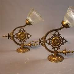 Wonderful pair of Gothic brass wall lights