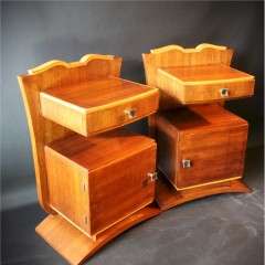1940's French walnut bedside cabinets