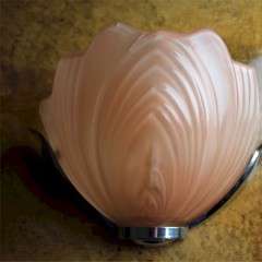 Pair of art deco pink shell wall lights