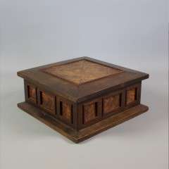 Square walnut veneered box