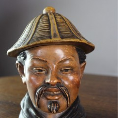 Austrian terracotta tobacco jar in the form of a Chinaman