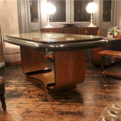  Art Deco U Based dining table in birds eye maple