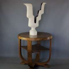 Decorative white with black glazed interior decorative vase