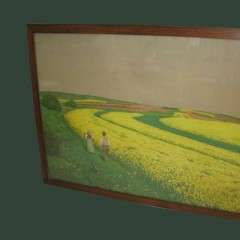 Retailed through Heals in the 1930's a framed print of a yellow field