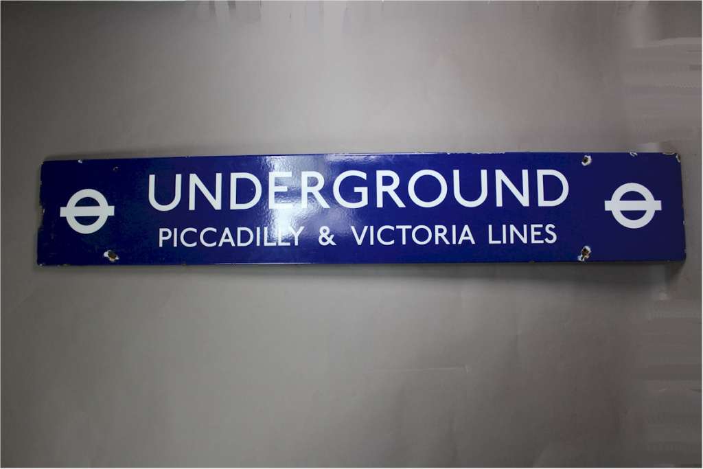 Original London Underground enamel sign for the Piccadilly Line