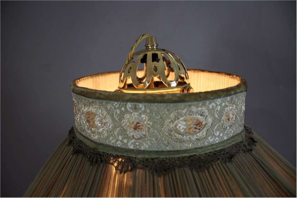 Victorian brass floor lamp with shade