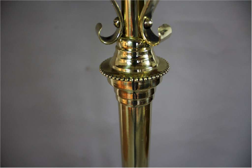 Victorian brass floor lamp with shade