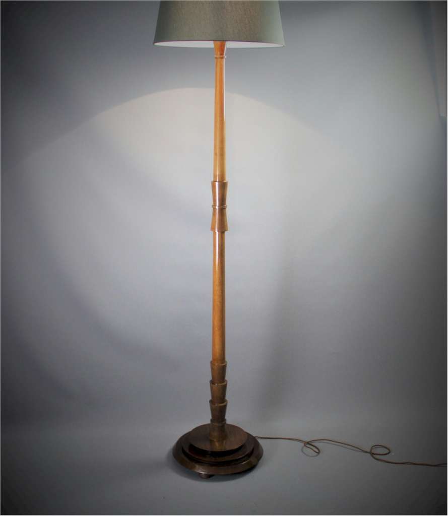 Art Deco walnut standard lamp
