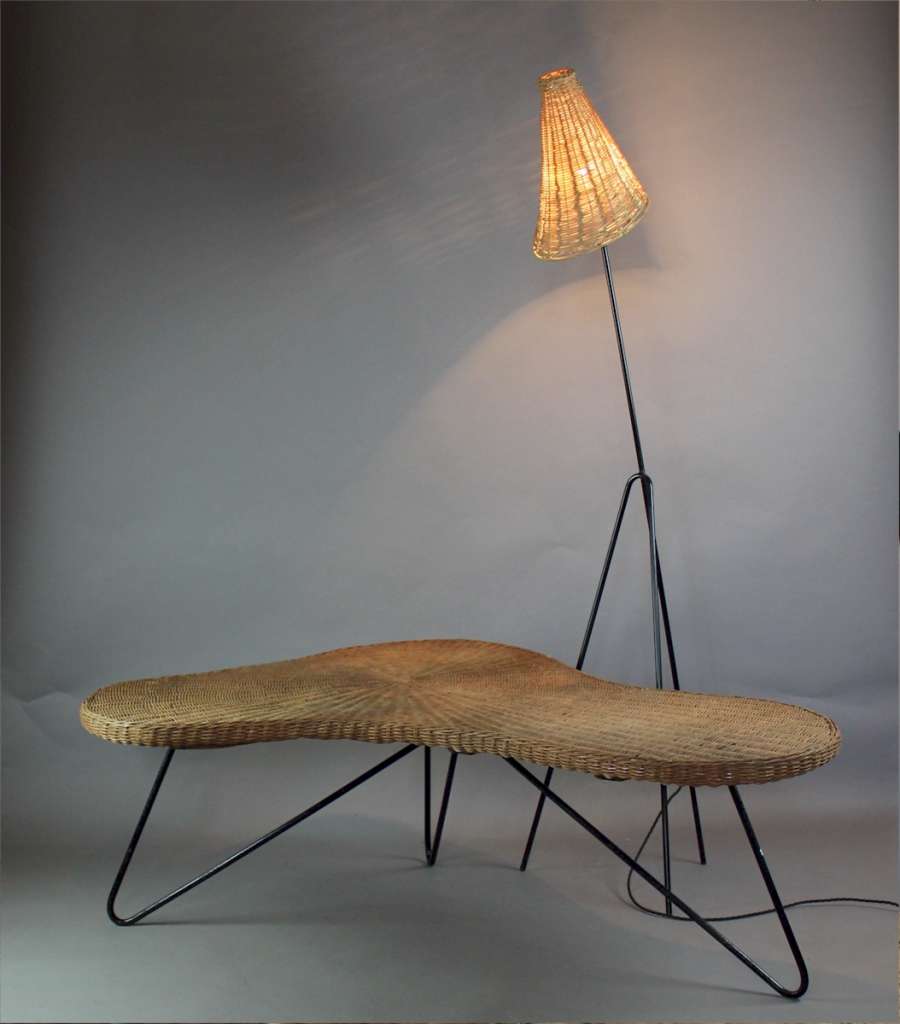 1950's wicker boomerang table