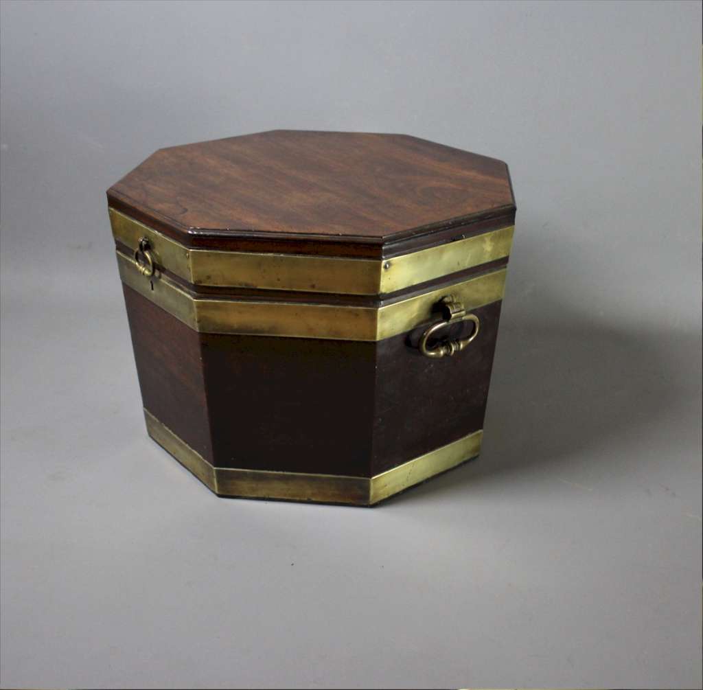 Georgian octagonal mahogany wine cooler cellarette