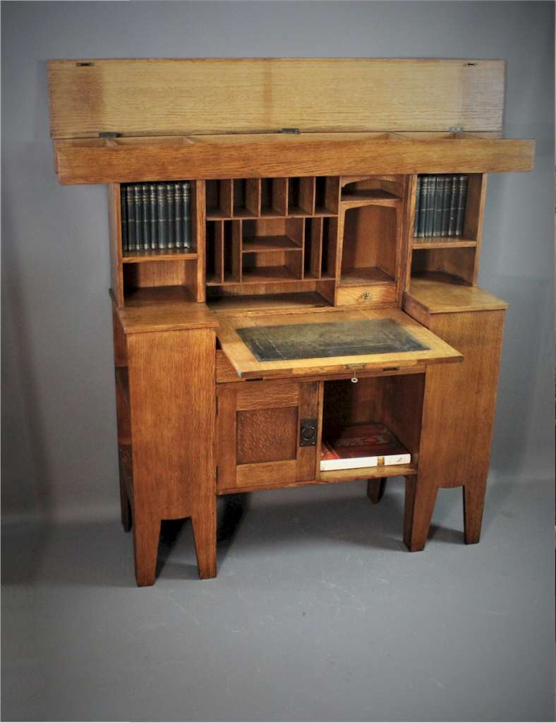 Liberty & Co Arts and crafts oak bureau designed by Leonard Wyburd