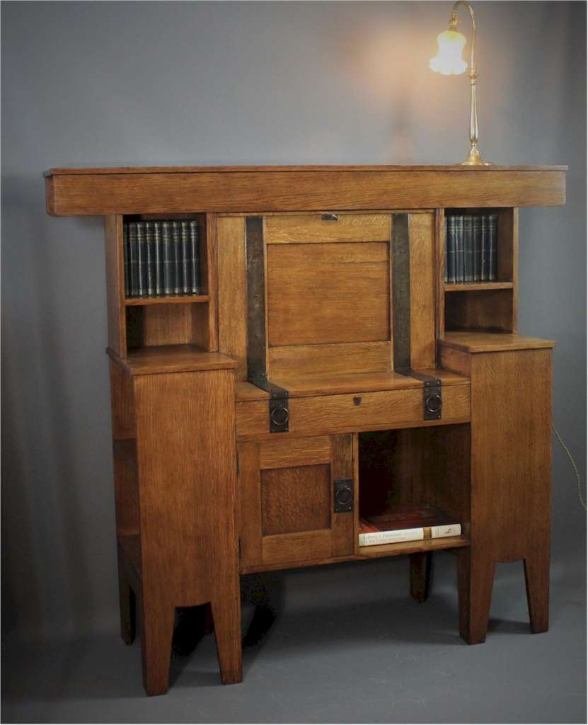 Liberty & Co Arts and crafts oak bureau designed by Leonard Wyburd