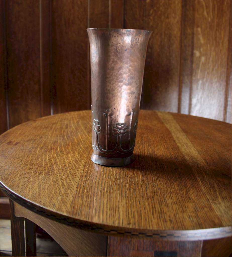 Irish arts and crafts movement Youghal A.M.W copper vase ARTS and